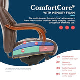 La-Z-Boy Delano Big & Tall Executive Office Chair, Ergonomic Mid-Back Body Pillow Lumbar Support, ComfortCore Memory Foam Cushion, Mahogany Wood Arms & Swivel Base, Bonded Leather, Chestnut Brown La-Z-Boy