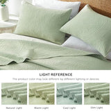 WURUIBO Twin Quilt Set Sage Green,Ultrasonic Embossed Bedspread, Lightweight Microfiber Coverlet, Modern Thin Bedding Set for All Season, 2 Piece(1 Quilt,1 Pillow Shams) WURUIBO