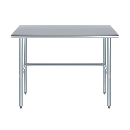 18" x 48" Open Base Stainless Steel Work Table | Residential & Commercial | Food Prep | Heavy Duty Utility Work Station | NSF - WoodArtSupply