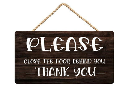 Estiyond Rustic Please Close The Door Behind You Thank You Wood Decor Sign, Farmhouse Printed Wood Signs Wall Art, Wall Decor Home Hanging Wall Decor 6'' X 12'' - WoodArtSupply