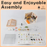 BeepZipp DIY Miniature House Kit for Adults, LED Living Room Dollhouse Kit with Furniture & Roof, Creative Building Toy for Mini Figures, Adult Craft Kits & Room Decor Gift