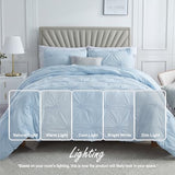 Swift Home Twin/Twin XL Baby Blue Comforter Set - Ruched 3D Floral Pintuck Bedding Set - 2 Pieces Bed Linen, 1 Comforter and 1 Pillow Sham Swift Home