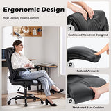 DUMOS Office Chair - Ergonomic Executive Computer Desk Chairs with Adjustable Flip-up Armrest, Swivel Task Chair with Lumbar Support, Strong Metal Base, PU Leather, Black DUMOS