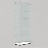 Maotifeys Modern Glass Display Cabinet 5-Shelf with LED Light, Lock and Wheels, 2 Door Curio Cabinets, Tempered Glass Collection Display Showcase for Living Room Home Office,White Maotifeys