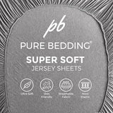 Pure Bedding Bed Sheets - Full Sheet Set [6-Piece, Heather Dark Grey] - Hotel Luxury 1800 Brushed Microfiber - Soft and Breathable - Deep Pocket Fitted Sheet, Flat Sheet, Pillow Cases Pure Bedding