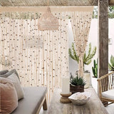 BECHAEO Macrame Beaded Curtain Boho Handmade Cotton Door String Curtain for Doorway Window Wooden Beads Hanging Hippie Room Divider Closet Bedroom Privacy Decor, 2 Panels 79" x 35" BECHAEO