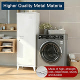 Epochsteele Metal Locker Storage Cabinet Locking Storage Cabinet with Door and Removable Shelves Narrow Storage Cabinet for Kitchen Pantry Bathroom (White) Epochsteele