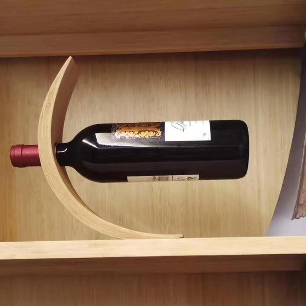 Somonka-L Single Wine Bottle Holder, Natural Bamboo Personalized Wine Rack,Self Balancing Display Wine Rack On Tabletop, Cabinet Etc Somonka-L