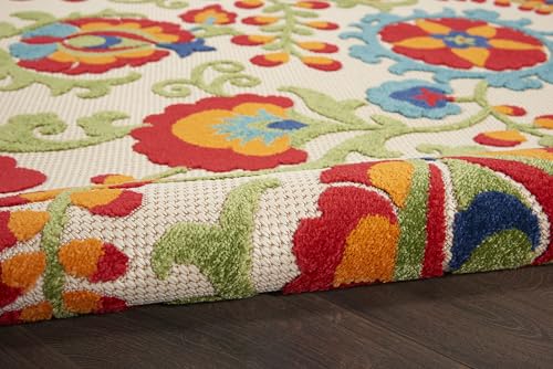 Nourison Home Aloha Indoor/Outdoor Multicolor 6' x 9' Area Rug, Easy Cleaning, Non Shedding, Bed Room, Living Room, Dining Room, Backyard, Deck, Patio (6x9) Nourison