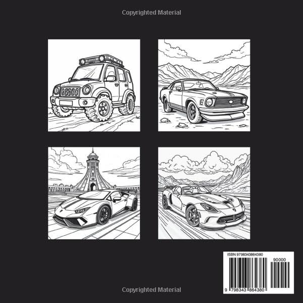 Car Coloring Book: Bold & Easy Coloring Pages For Adults and Kids | Simple and Big Designs WoodArtSupply