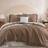 BLOOMHAVEN King Comforter Set - 7 Pieces Ruffle Amber Brown Bedding Sets, Shabby Chic Farmhouse Bed in a Bag with Ruffle Comforter, Floral Sheets, Pillowcases & Shams BLOOMHAVEN