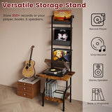 Lutown-Teen Record Player Stand with Vinyl Storage, Record Player Table Holds up to 200 Albums, 5-Tier Turntable Stand for Living Room, Rustic Brown Lutown-Teen