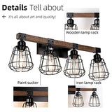 TELAFLY Bathroom Vanity Light Fixture,Rustic 4-Light Wood Wall Light,Industrial Bathroom Lighting Fixture Over Mirror,Modern Matte Black Metal Cage Wall Sconce for Hallway,Kitchen,Bedroom TELAFLY