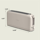 bella 2 Slice Slim Toaster, Fits-anywhere™ Kitchenware, 6 Setting Shade Control with Reheat & Cancel Buttons, Removable Crumb Tray, 10” Long Slot, Anti Jam & Auto Shutoff, 900 Watt, Oatmilk BELLA