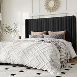 Allewie Queen Size Lift Up Storage Bed Frame, Hydraulic Support System, Upholstered Platform Bed Frame, Underneath Storage, Vertical Channel Tufted Headboard with Wingback, No Box Spring Needed, Black Allewie