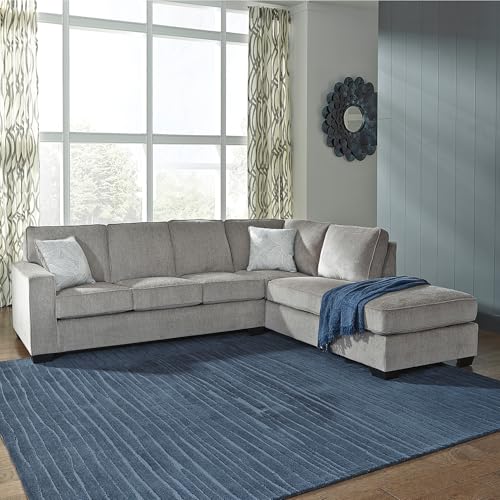 Signature Design by Ashley Altari Urban Right-Arm Facing 2-Piece Sleeper Sectional with Chaise, Loose Seat Cushions, 2 Throw Pillows and Bi-Fold Memory Foam Mattress, Full, Light Gray Signature Design by Ashley
