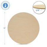 Wood Plywood Circles 18 inch, 1/4 Inch Thick, Round Wood Cutouts, Pack of 1 Baltic Birch Unfinished Wood Plywood Circles for Crafts, by Woodpeckers Woodpeckers