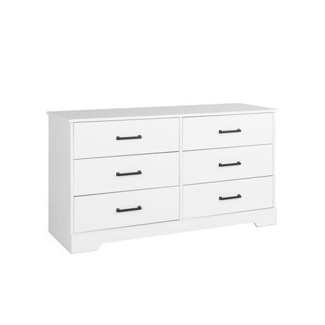 Prepac Rustic Ridge Farmhouse 6-Drawer Double Dresser, White Dresser for Bedroom, Chest of Drawers with 6 Storage Drawers, 53.25” wide x 18.25” deep x 28.5” tall, White Prepac