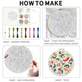 INFUNLY 4 Pack Pink Flowers Embroidery Starter Kit for Beginners Colorful Butterfly DIY Embroidery Kits for Adults Stamped Needlepoint Set with Step-by-Step Instructions Threads Craft Lover Gift