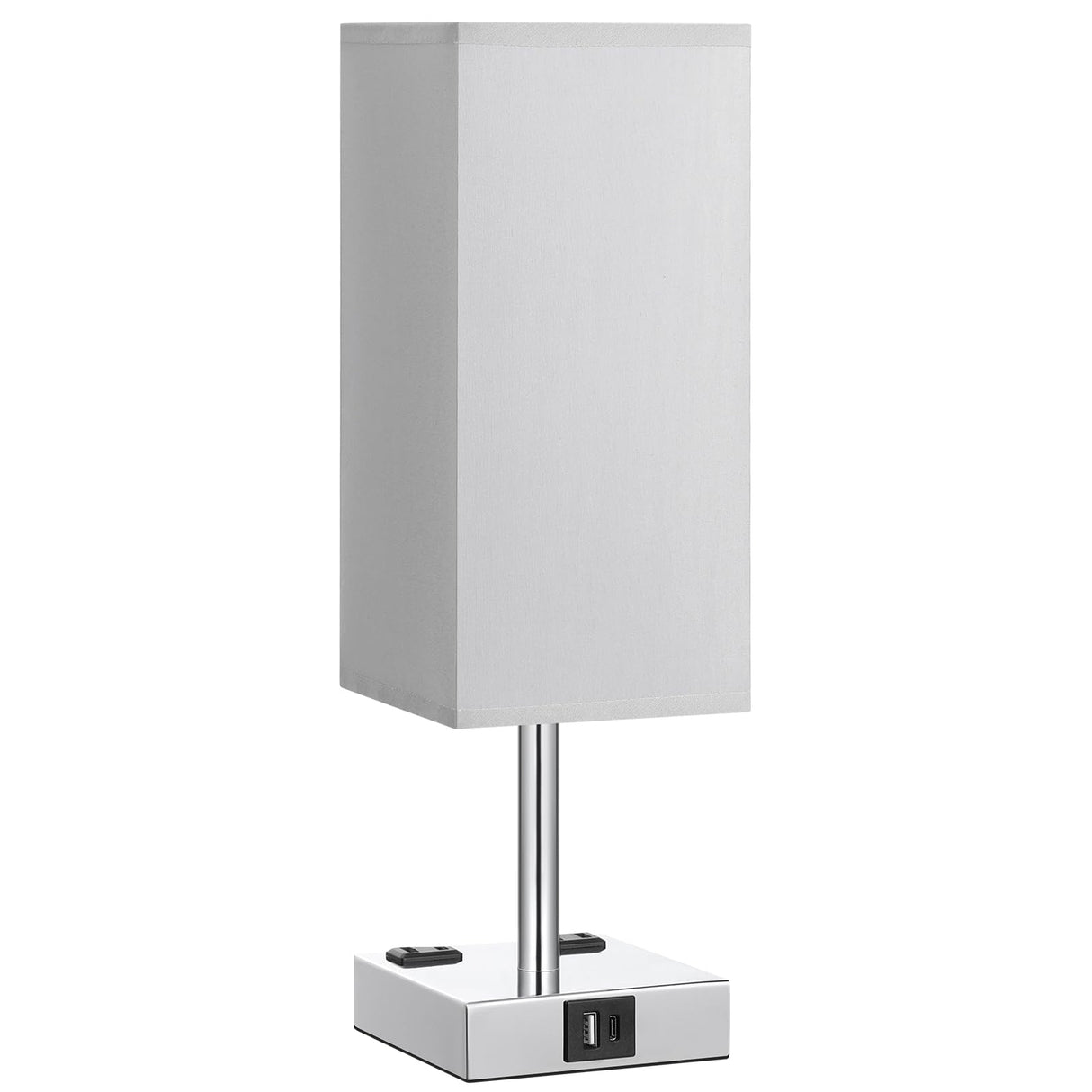 【Upgraded】Bedside Table Lamp Touch Control, with USB C+A Charging Ports & Dual AC Outlets, 3-Way Nightstand Lamp for Bedroom with LampShade Living Room Office(LED Dimmable Bulb Included) aooshine