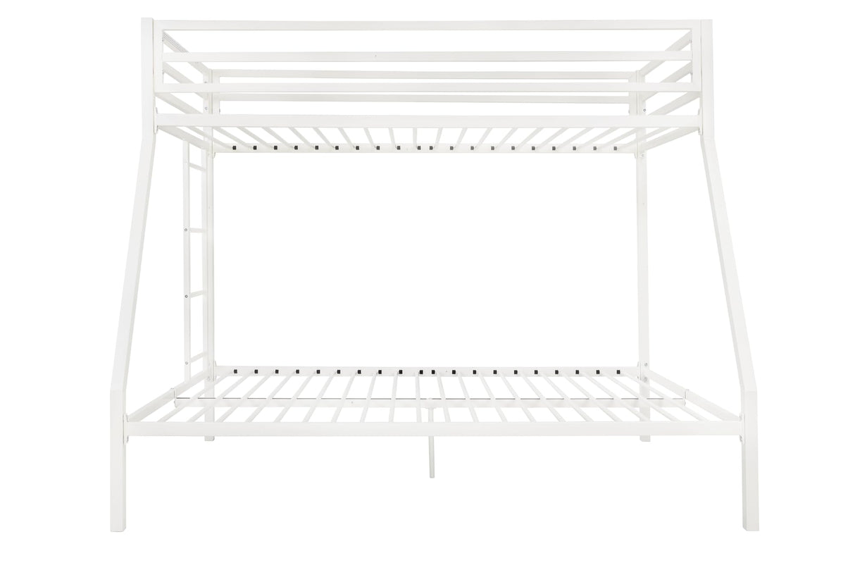 Allewie Metal Bunk Bed Twin Over Full Size for Junior & Adults with Ladder and Heavy Duty Guardrail, Small Space Saving Design for Bedroom Kid Room and Dorm, White Allewie