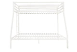 Allewie Metal Bunk Bed Twin Over Full Size for Junior & Adults with Ladder and Heavy Duty Guardrail, Small Space Saving Design for Bedroom Kid Room and Dorm, White Allewie