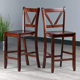 Winsome Wood Victor 2-Piece V-Back Counter Stools, 24-Inch, Brown Winsome