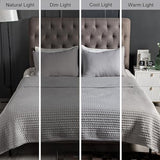 Twin Quilt Set – 68"x86" Soft Washed 3-Layer Lightweight Bedspread with Multi-Lock Quilting, Minimalist Nordic Bedding, All-Season Quilt for Spring, Summer & Fall (1 Quilt + 2 Pillow Shams), Grey DAWNDIOR