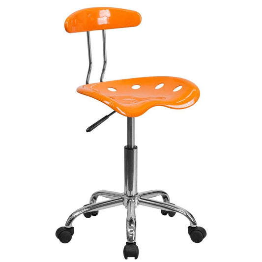 Flash Furniture Elliott Vibrant Orange and Chrome Swivel Task Office Chair with Tractor Seat - WoodArtSupply