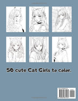 Kawaii Neko Girls Anime Coloring Book: Cute Cat Girls to Color For Teens & Adults WoodArtSupply