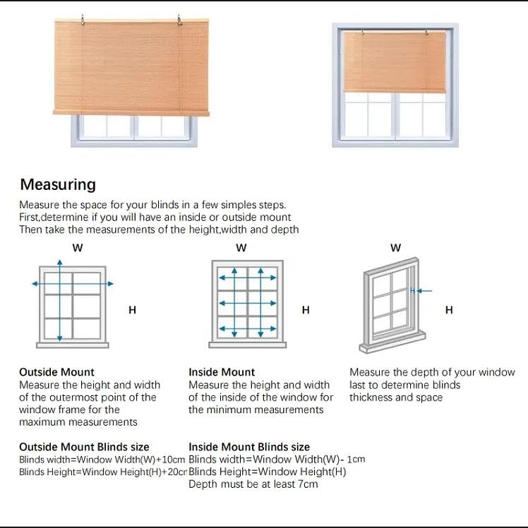 XiuXiu Bamboo Blinds Bamboo Shades Roman Bamboo Curtains Roller Shades for Interior Windows Roll Up Blinds Indoor Outdoor Patio A 40" W x 63" H XiuXiu