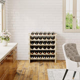 Modular Real Wood Wine Storage Racks - Stackable Free Standing Floor Wooden Wine Rack, Premium Wine Storage Rack Elegant Display and Organizing for Kitchen and Cellar 6 Tier 36 Bottles Svimi
