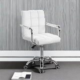 Furmax Vanity Office Chair with Wheels, Makeup PU Leather Executive Chair Modern Adjustable Home Desk Retro Comfortable Work Chair 360 Degree Swivel with Arms (White) Furmax