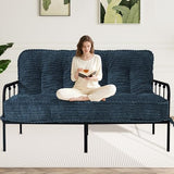 KOZIDO 8 Inches Futon Mattress Queen Size, Extra Thick Futons Sofa Couch Bed with Strap Design, Japanese Floor Mattress for Adults, Folding Mattres Shredded Foam Filling (Frame Not Included), Blue KOZIDO