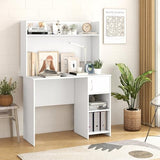 Tangkula Computer Desk with Hutch, Home Office Desk with Raised Display Shelf & 2 Open Shelves, Cabinet with Door, Cable Management Holes, Modern Laptop PC Desk, Study Writing Desk for Bedroom Tangkula