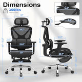 Freepub Ergonomic Mesh Office Chair, Home Desk Chair Comfy with Adjustable Lumbar Support 3D Headrest and Armrests, Reclining Big and Tall High Back Computer Gaming Chairs for Man Women, 350lbs Black Freepub