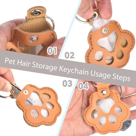PowViux Dog Memorial Gifts for Loss of Dog – 6 PCS Pet Keepsake Keychain Set with Fur Capsule, Engraved Quotes & Gift Box – Sympathy Gift for Pet Loss, In Memory of a Beloved Pet PowViux