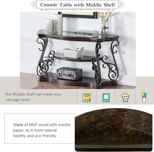 3 Piece Living Room Table Set,Glass Coffee Table with End Table Console Table,Coffee Table Set with Glass Top and Metal Frame for Home Office, Faux Marble Shelf Retro Centre Table and End Table Set Henf