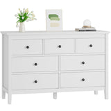 CARPETNAL White Dresser for Bedroom, 7 Drawer Dresser with Wide Drawers and Metal Handles, Woode Dressers & Chests of Drawers for Hallyway, Entryway. CARPETNAL
