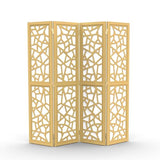 VINGLI 70'' H Room Divider, Non-Woven Fabric Privacy Screen, Indoor Partition Wall Dividers, Freestanding Hinged Space Separator with Modern Unique Pattern (Gold, 4 Panel) VINGLI