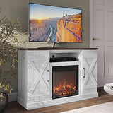 BELLEZE 47" TV Stand with 18" Electric Fireplace Heater & Media Entertainment Center Console Table for TV up to 50" with Open Storage Shelves & Cabinets - Veropeso (White) BELLEZE