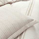Lush Decor Farmhouse Stripe Reversible Cotton Duvet Cover Queen Size 3 Piece Set Full/Queen Neutral - Farmhouse Bedding Set - Striped Duvet Cover Lush Decor