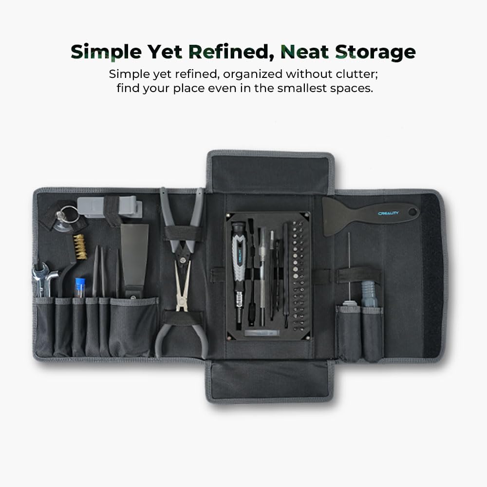 Creality 3D Printer Tools Kit, 74 Pcs in 1 3D Printing Tool Wrap Kit Assembly/Removal/Finishing/Filament Cutting Set with Nozzle Cleaning Kit 3D Printer Accessories for All FDM 3D Printers Creality