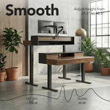 ErGear Electric Standing Desk with 5 Solid Wood Drawers, 48 x 26 Inches Whole Piece Desktop, with Desktop Riser Stand, Compatible with C-Clamp Monitor Arms, Modern Office Desk, Dark Walnut ErGear