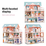 ROBUD Wooden Dollhouse for Kids Girls, Toy Gift for 3 4 5 6 Years Old, with Furniture ROBUD