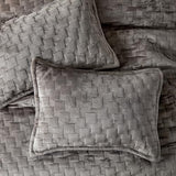 WARMDERN Khaki Velvet Quilt Set King Size, Luxury Geometric Check Pattern Quilts Set, Soft Lightweight Bedspread & Coverlet, 3PCS Milk Velvet Bedding Set with 2 Pillow Shams for All Season, 106" x 96" WARMDERN
