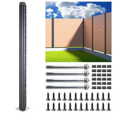 BITALS Q235A-Steel 5ft (H/58in) Heavy Duty Fence Post - Corner Post, Suitable for Outdoor Patio, Backyard and Garden Fence Post Bracket Construction (1pack-Matte Black) BITALS