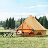 WaldZimmer Canvas Bell Tent 10ft Ginger with Stove Jack and Zipped Removable Floor, Luxury Outdoor Glamping Yurt Cotton Tent for Family Truck Car Camping Hunting Party WaldZimmer