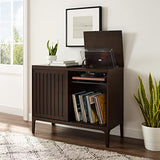 Crosley Furniture Asher Media Console and Record Player Stand with Storage for Vinyl Records, Dark Brown Crosley Furniture