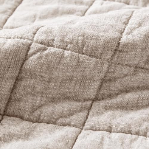 Hyde Lane Linen Quilt Set King Size - Breathable Box Stitched European Flax Bedding Set for Bedspread and Coverlet, with 2 Pillow Shams, 106"x96", Linen Hyde Lane
